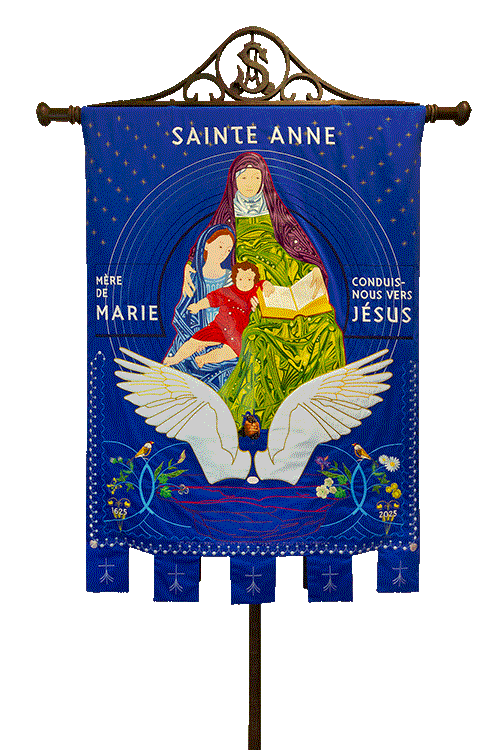 Bannière « Sainte Anne, mère de Marie, conduis-nous vers Jésus » Bannière Sainte Anne, côté recto.
