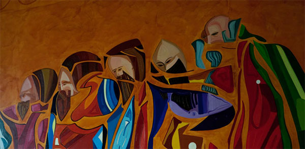 Détail peinture du Lavement des pieds.